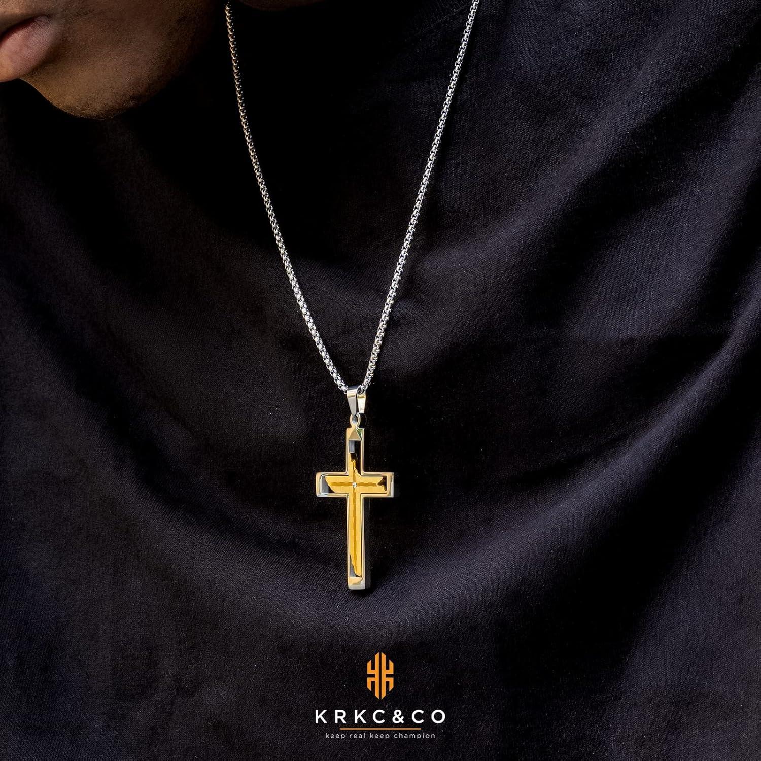 Kette mit Anhänger 18K Gold weißgold plattiert Hohl Kreuz