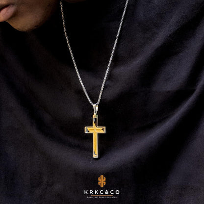 Kette mit Anhänger 18K Gold weißgold plattiert Hohl Kreuz