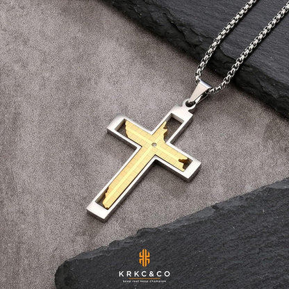 Hochwertige Kreuzkette Gold/Weißgold Anhänger Hip Hop Geschenk