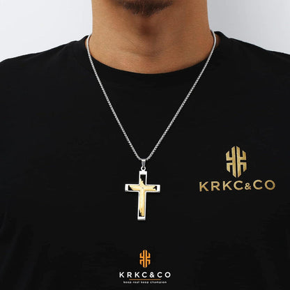 Hochwertige Kreuzkette Gold/Weißgold Anhänger Hip Hop Geschenk