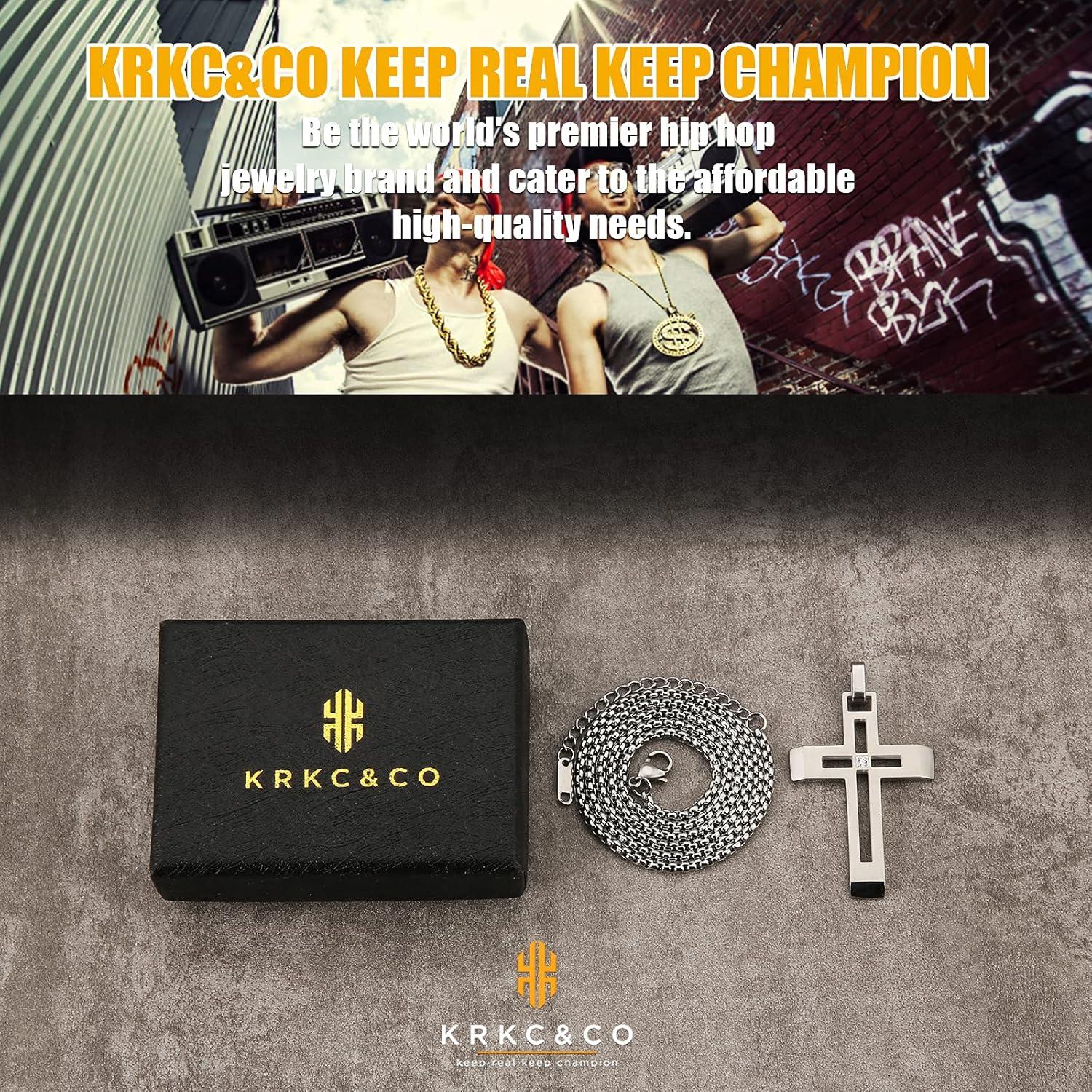 Anhänger Kette 18K Gold/Weißgold plattiert Kreuz Hundemarke Pfeil