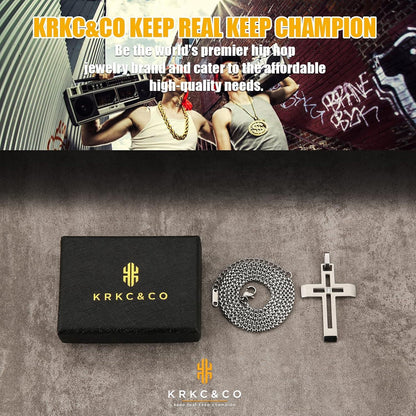 Anhänger Kette 18K Gold/Weißgold plattiert Kreuz Hundemarke Pfeil