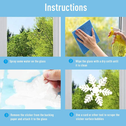 BBLIKE Weihnachts Fensterbilder 8 Blätter | Schneeflocken Fenstersticker Türen Schaufenster Vitrinen