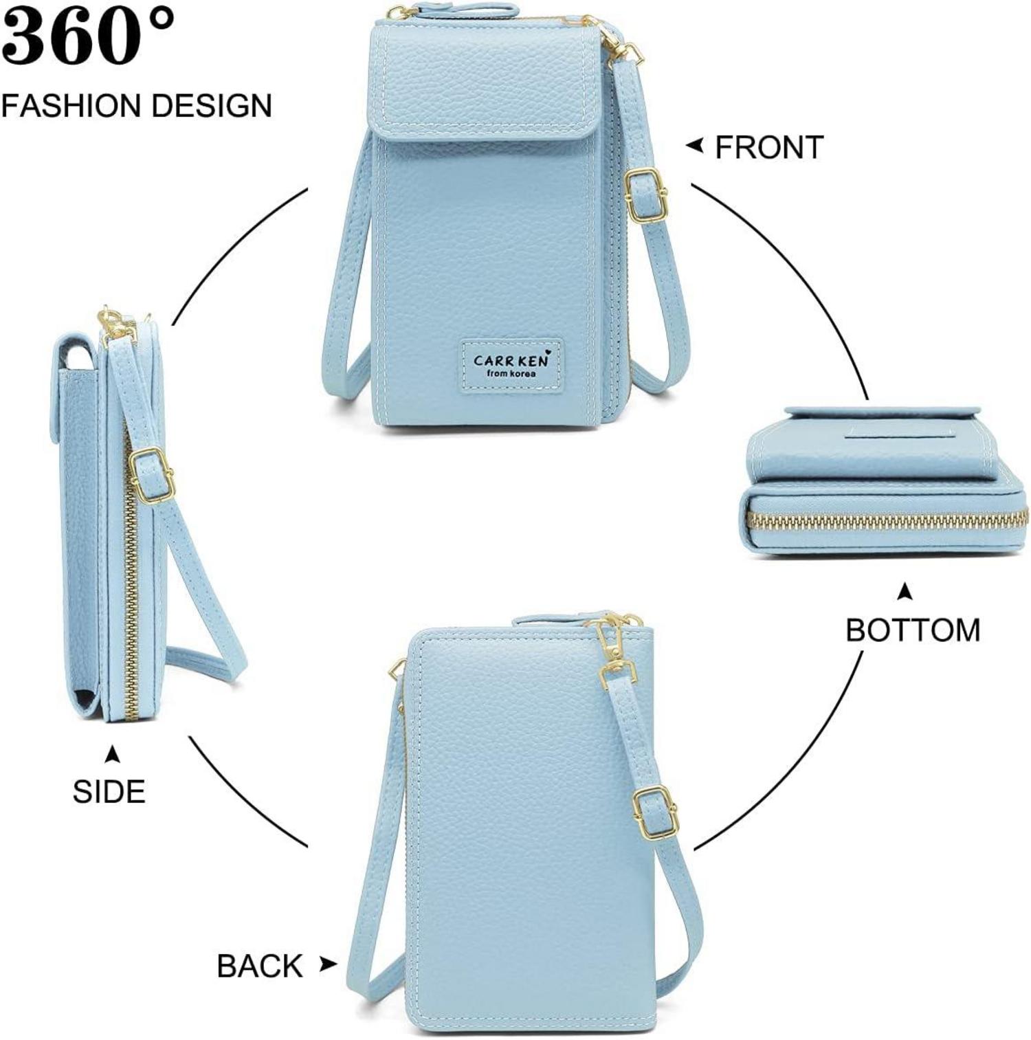 Handytasche Damen Umhängetasche Geldbörse PU Leder Crossbody Tasche Blau
