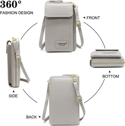 REETEE Handytasche Umhängetasche Damen Geldbörse PU Leder Crossbody