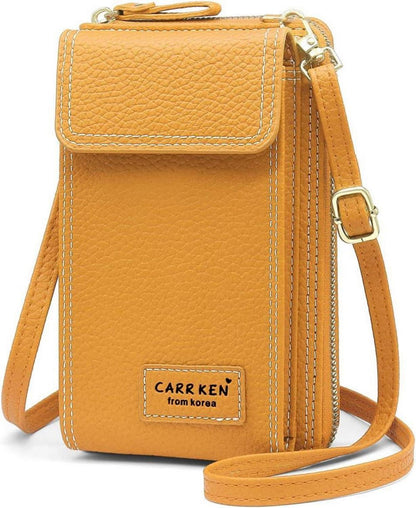 Handytasche Damen Umhängetasche Geldbörse PU Leder Schultertasche Crossbody Gelb
