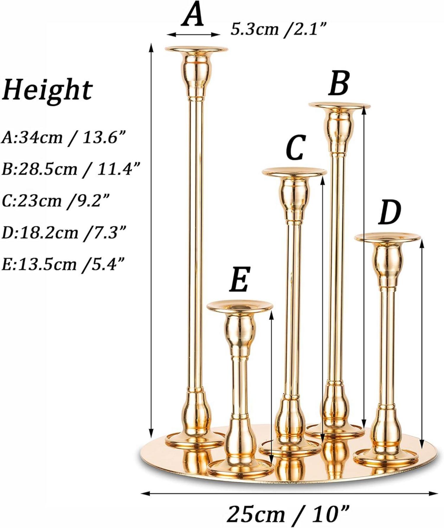 Kerzenleuchter 5-armig Gold Metall Tischdeko Hochzeit Weihnachten