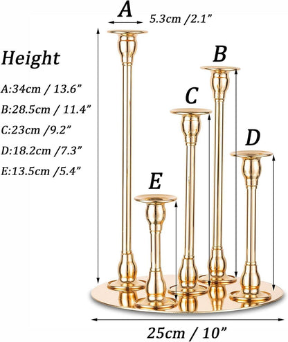 Kerzenleuchter 5-armig Gold Metall Tischdeko Hochzeit Weihnachten