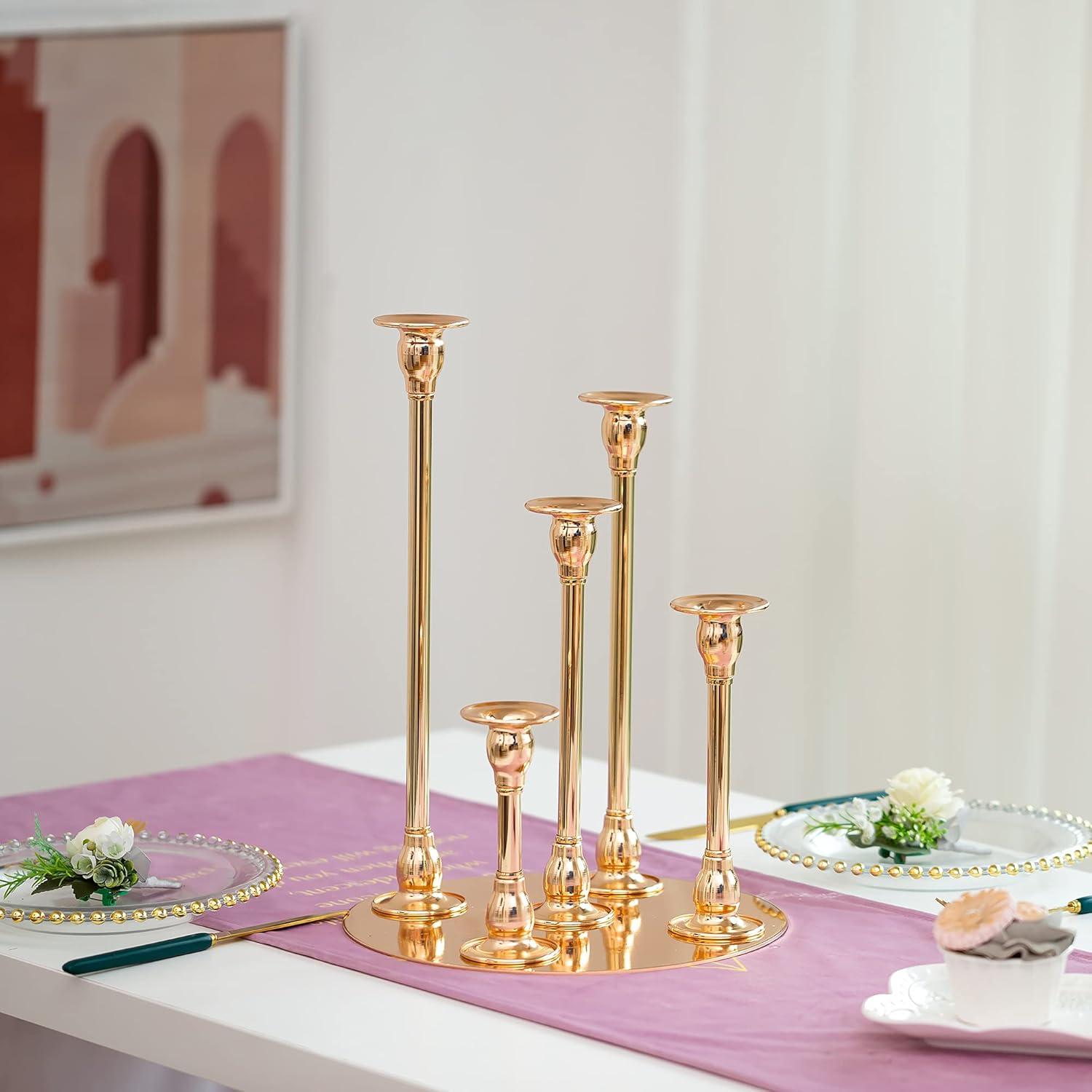 5-armiger Kerzenständer Gold Metall Tischleuchter 25cm für Hochzeit Party
