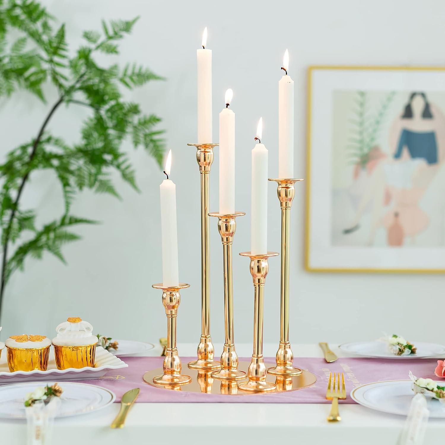 Kerzenleuchter 5-armig Gold Metall für 5 Stabkerzen 25cm Hochzeit