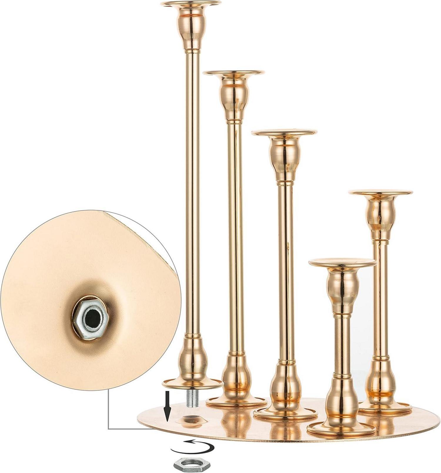 5-armiger Kerzenständer Gold Metall Tischleuchter 25cm für Hochzeit Party