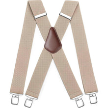 HISDERN Hosenträger Herren 5cm Breit X-Form Beige Einstellbar