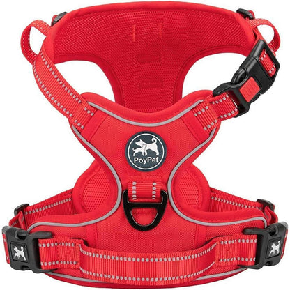 PoyPet Hundegeschirr ohne Zug, Rot, XS