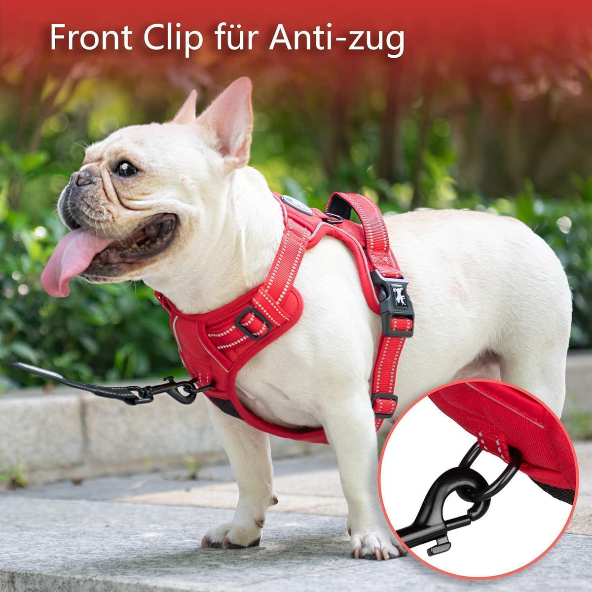 PoyPet Hundegeschirr ohne Zug, Rot, XS