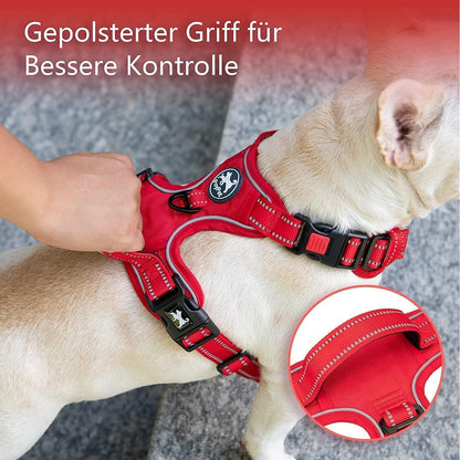 PoyPet Hundegeschirr ohne Zug, Rot, XS