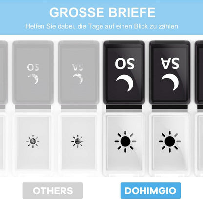 Pillendose 7 Tage 2 Fächer Schwarz/Weiß Tablettenbox