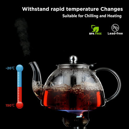 Teekanne Borosilikatglas mit Siebeinsatz 1300ML und Glas Deckel