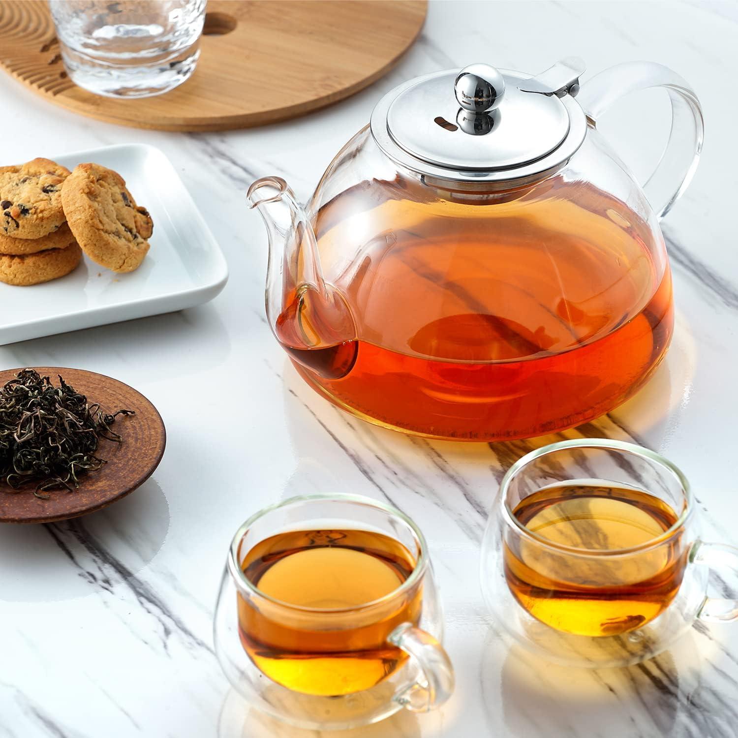 Teekanne Borosilikatglas 1300ML mit Edelstahl-Siebeinsatz
