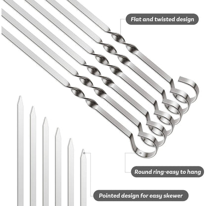 Grillspieße Schaschlikspieße + Halterung 6 Pack Grillzubehör