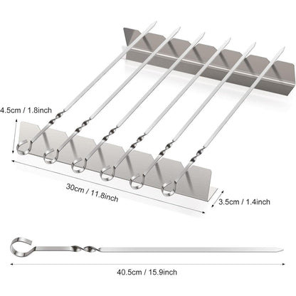 Grillspieße Schaschlikspieße + Halterung 6 Pack Grillzubehör