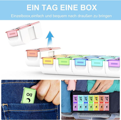 Pillendose 7 Tage 2 Fächer Klein Abnehmbar Medikamentendosierer
