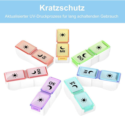 Tablettenbox 7 Tage 2 Fächer BPA-frei Abnehmbar 3D-Druck