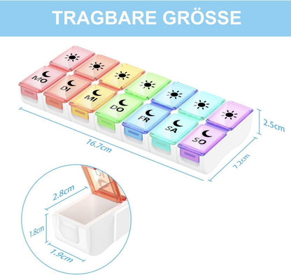 Tablettenbox 7 Tage 2 Fächer BPA-frei Abnehmbar 3D-Druck
