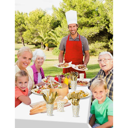 141Stück Weißgold Partygeschirr Set mit goldenem Punkt