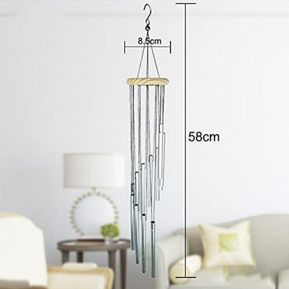 Windspiel Garten 12 Rohre Aluminium Kiefernholz Dekoration