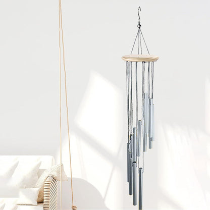 Windspiel Garten 12 Rohre Aluminium Kiefernholz Dekoration