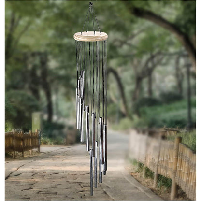 Windspiel Garten 12 Rohre Aluminium Kiefernholz Dekoration