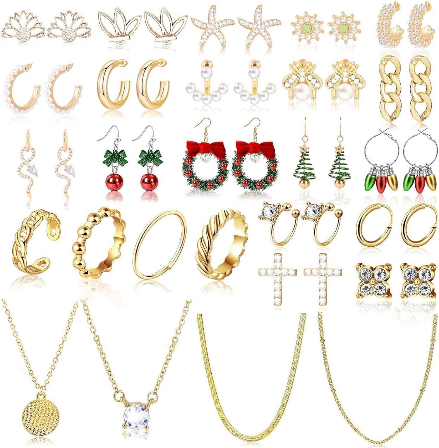 Schmuck Adventskalender 2024 für Damen, 24 Überraschungen, Weihnachten Countdown