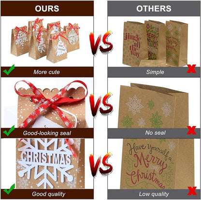 12er Pack Weihnachtstüten Kraftpapier für Süßigkeiten und