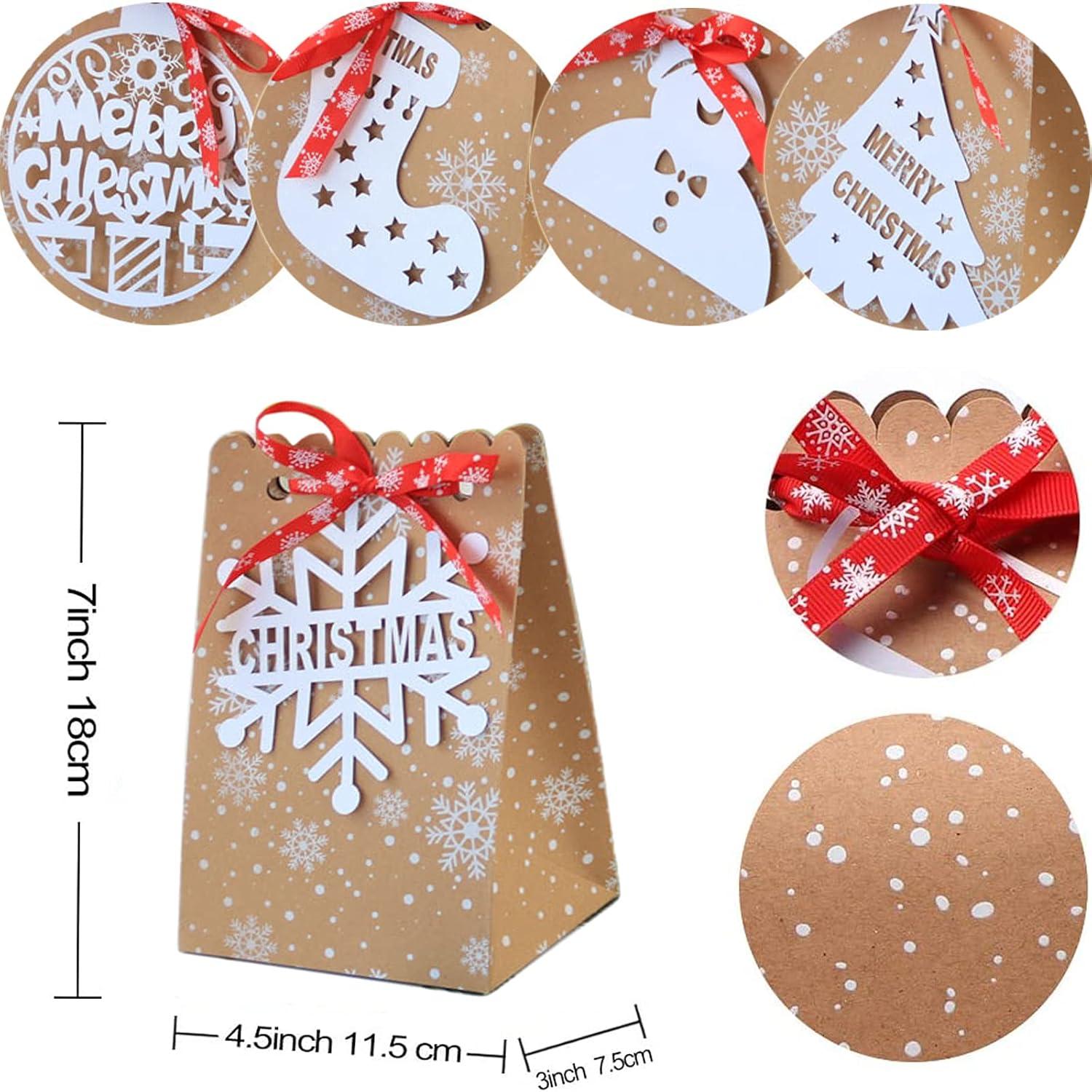 12 Stück Weihnachtsgeschenktüten Kraftpapier Kalender Festtage