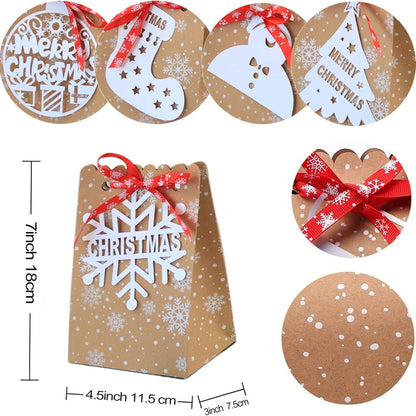 12 Stück Weihnachtsgeschenktüten Kraftpapier Kalender Festtage