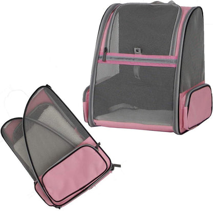 Katzenrucksack mit vollem Belüftungsdesign für Reisen und Wandern, rosa