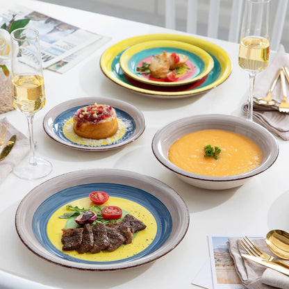 Tafelservice Steingut blau 18-tlg Kombiservice vancasso