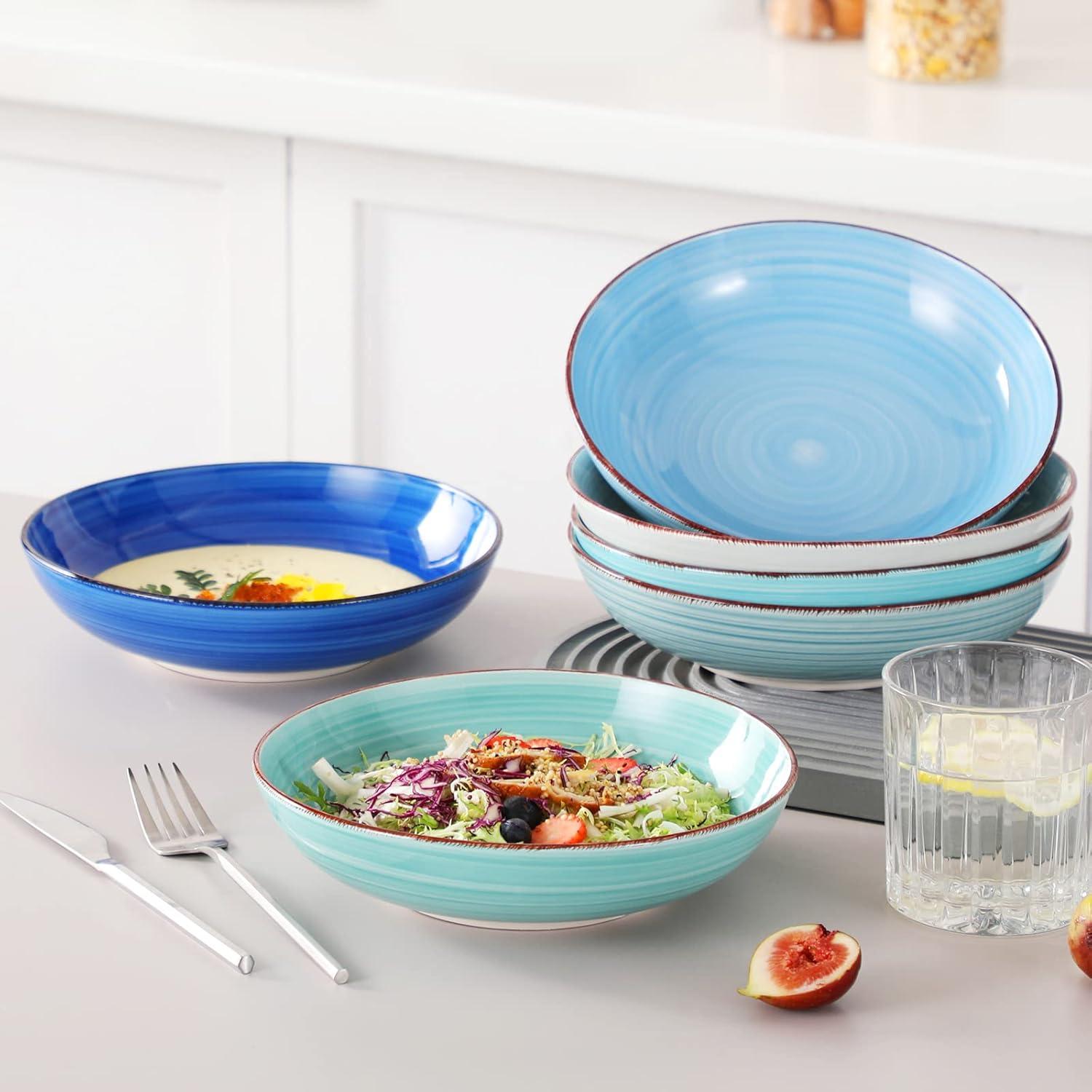 Tafelservice Steingut 18-tlg Kombiservice Blaue Serie für 6 Personen