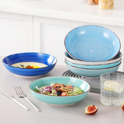 Tafelservice Steingut 18-tlg Kombiservice Blaue Serie für 6 Personen