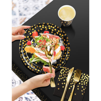 141-teiliges Schwarzesgold Partygeschirr-Set für 20 Gäste