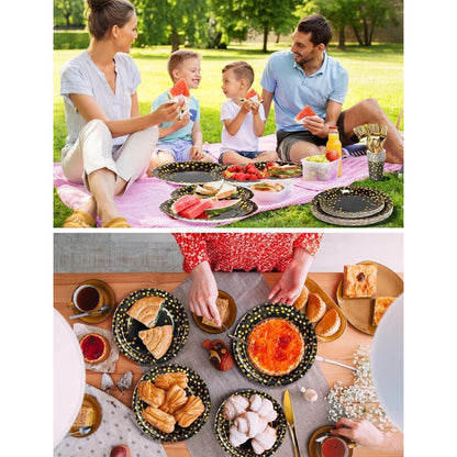 141-teiliges Schwarzesgold Partygeschirr-Set für 20 Gäste