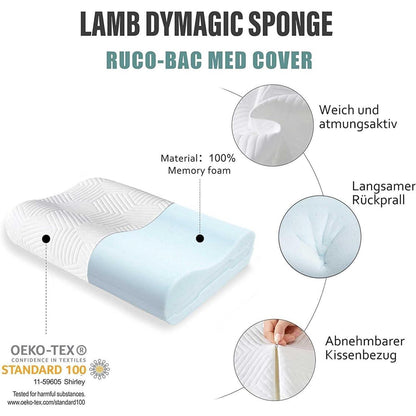 LAMB Nackenkissen Memory Foam 60x36x12 cm mit RUCO-BAC Bezug
