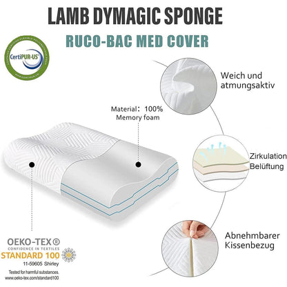 Höheneinstellbares Memory Foam Kissen mit Bezug 60x36x12 cm