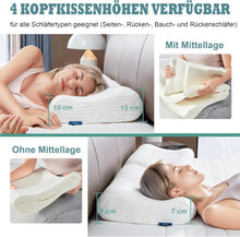 Höheneinstellbares Memory Foam Kissen mit Bezug 60x36x12 cm