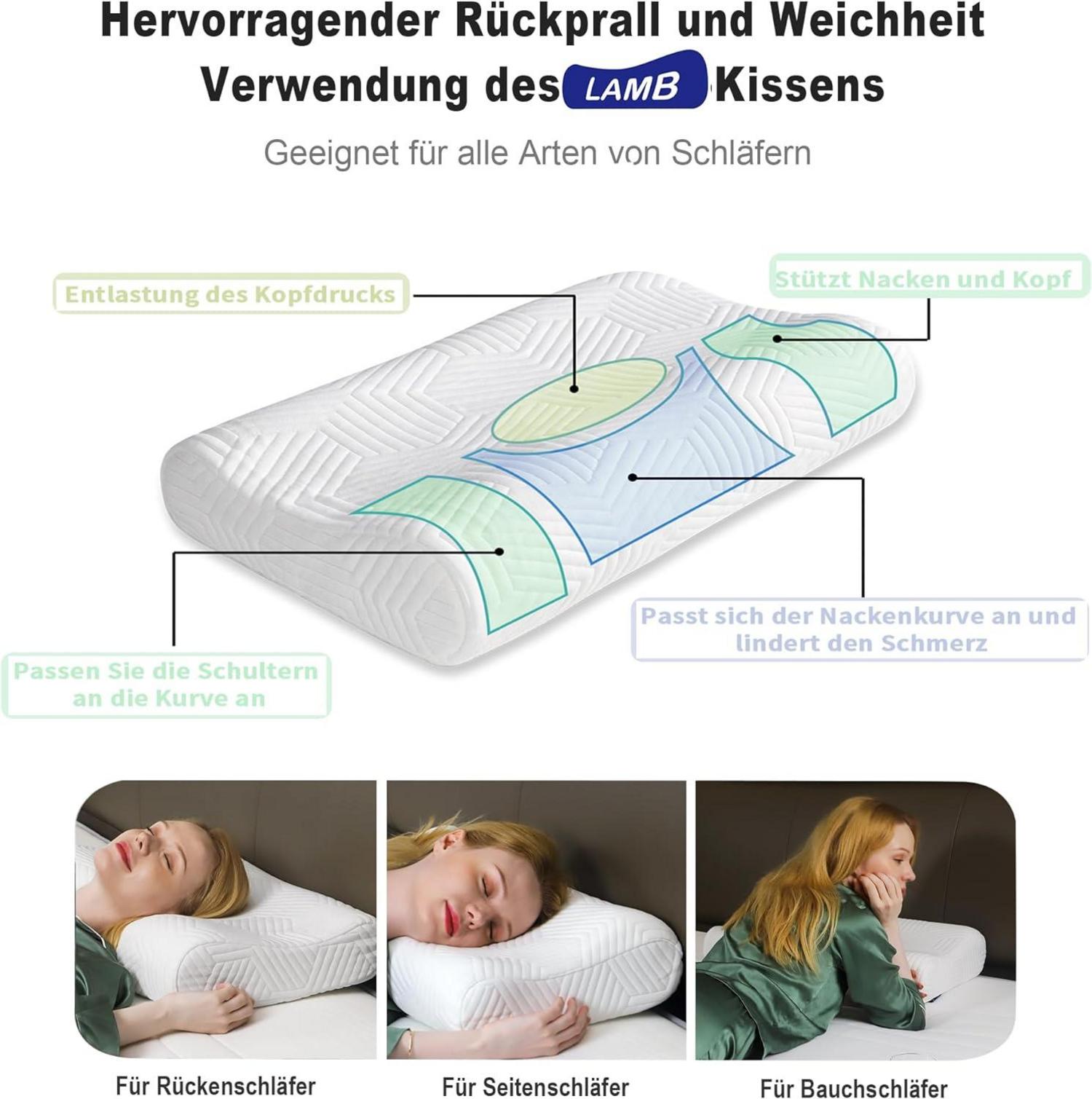 Höheneinstellbares Memory Foam Nackenstützkissen mit Bezug