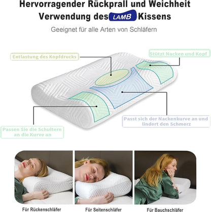 Höheneinstellbares Memory Foam Nackenstützkissen mit Bezug