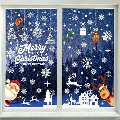 9er Set Weihnachtsfensteraufkleber PVC Selbstklebend für Glasfenster