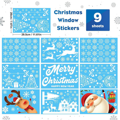 9er Set Weihnachten Fensteraufkleber Schneeflocken Rentier Weihnachtsdeko