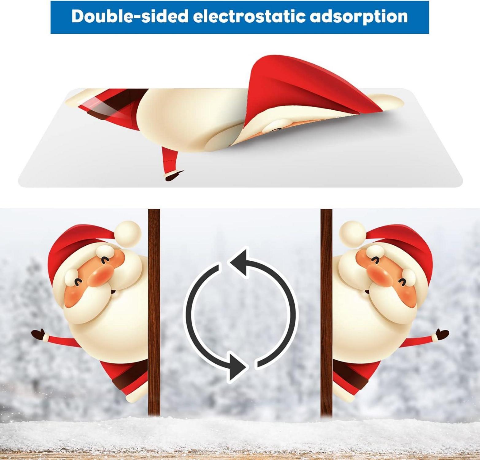 9 Blatt Weihnachts Fensterbilder Schneeflocken Rentier PVC Aufkleber