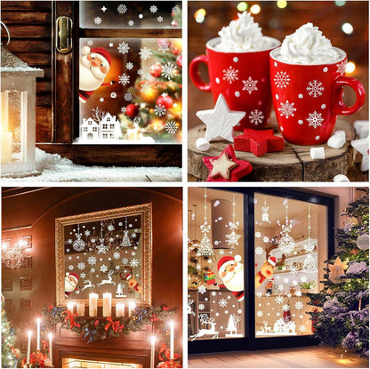 9er Set Weihnachten Fensteraufkleber Schneeflocken Rentier Weihnachtsdeko